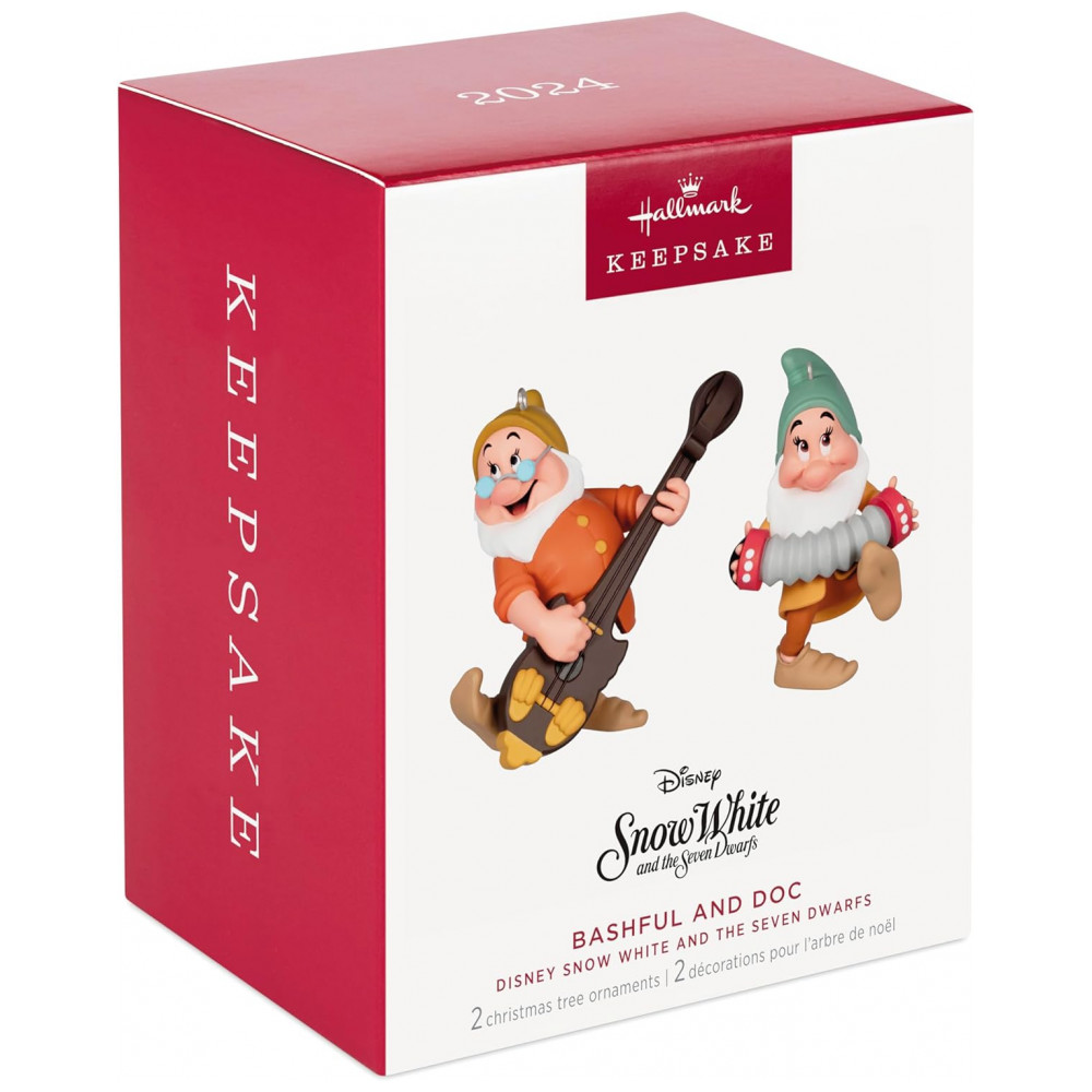 ECTQB3HFF9XC0B_2-1.jpg - Enfeites de Natal Hallmark Keepsake Disney Princesas, Branca de Neve e os Sete Anões Tímido e Dunga, Conjunto de 2 Disney Branca de Neve