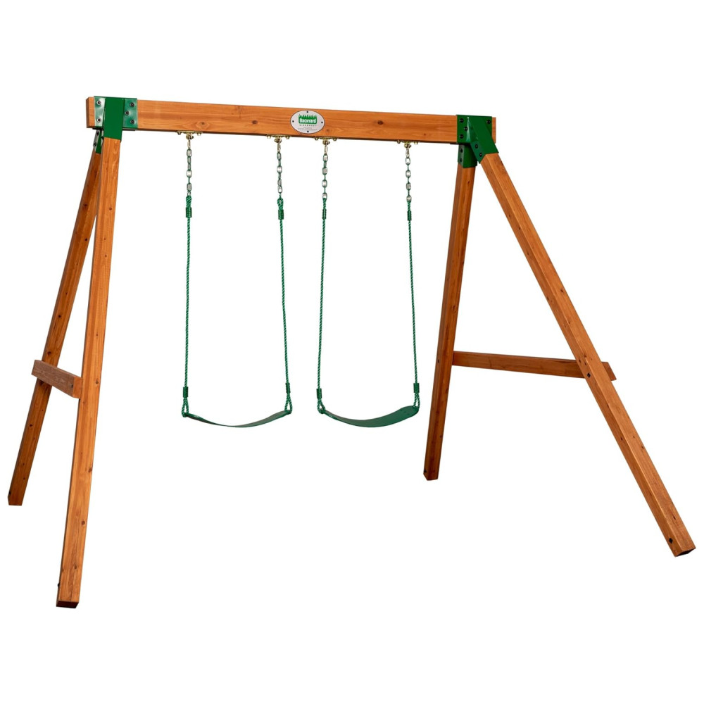 ECTQB52GSJ290B_0-1.jpg - Balanços Backyard Discovery Durango All Cedar Classic Swing Set 2 Balanços De Cinto Antiesmagamento Montagem Fácil Resistente À Água.