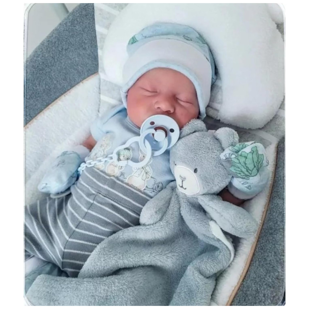Bebê Recém-Nascido Newborn,Boneco Realista Levi de 46 Centímetros: Bebê Menino Dormindo com Corpo de Tecido Macio e Pintura Avançada,  KSBD.