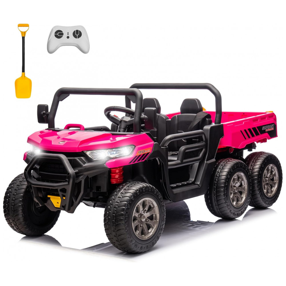 ECTQBC3MFLZC0B_0-1.jpg - Caminhão Basculante Infantil Elétrico Sopbost Rosa 24V 2 Lugares 4 Motores 75W Caçamba Automática 4WD Pneus EVA Controle Bluetooth