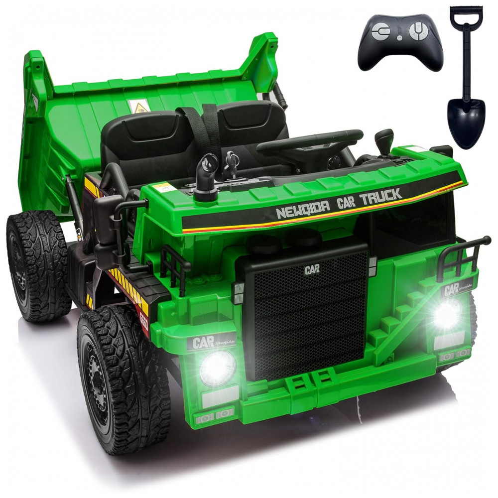 ECTQBJT31R9D0B_0-1.jpg - Caminhão Basculante Infantil Elétrico NEWQIDA Verde 24V 2 Motores Pá Remota Caçamba Elétrica Bluetooth LED Bancos 19"