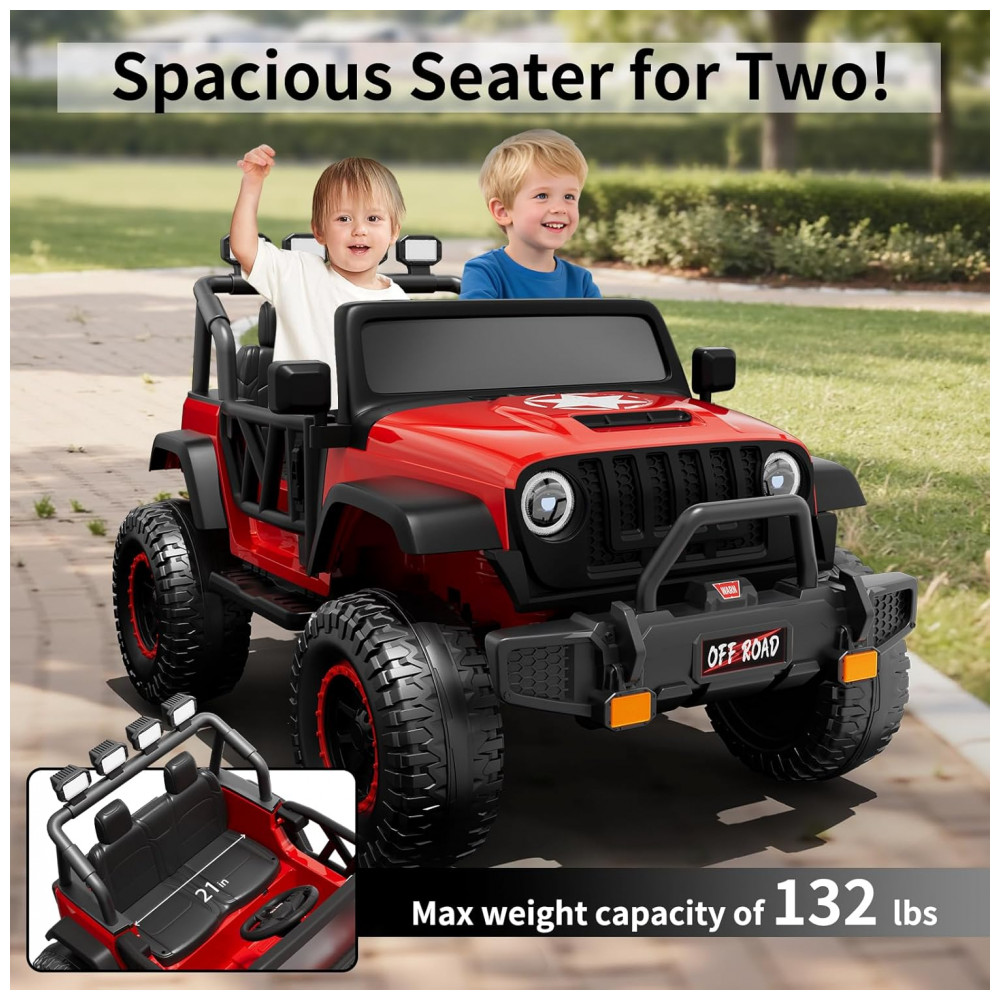 ECTQBJZ4W6LF0B_1-1.jpg - Carro Elétrico Infantil 2 Lugares, 24V, 4 Motores 200W, Controle Remoto, Suspensão, CIYOMY, Vermelho