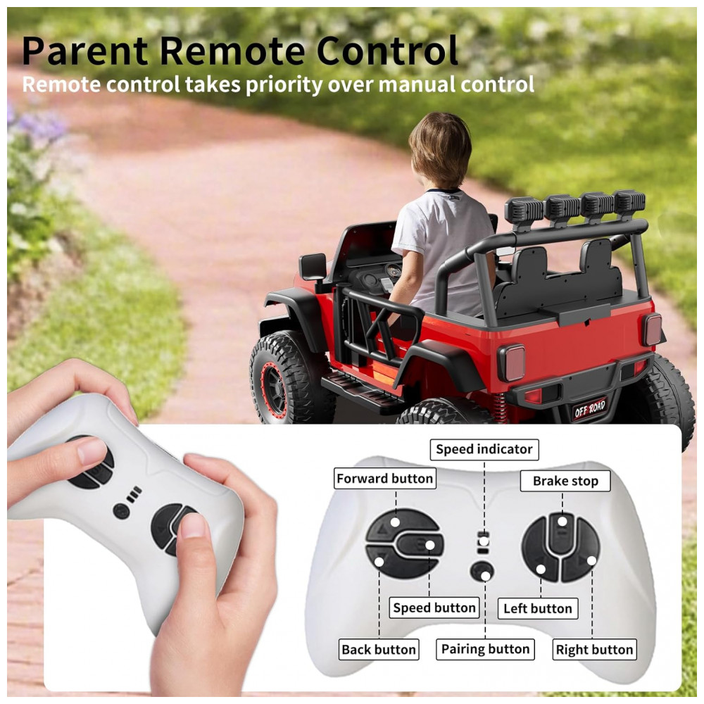 ECTQBJZ4W6LF0B_2-1.jpg - Carro Elétrico Infantil 2 Lugares, 24V, 4 Motores 200W, Controle Remoto, Suspensão, CIYOMY, Vermelho