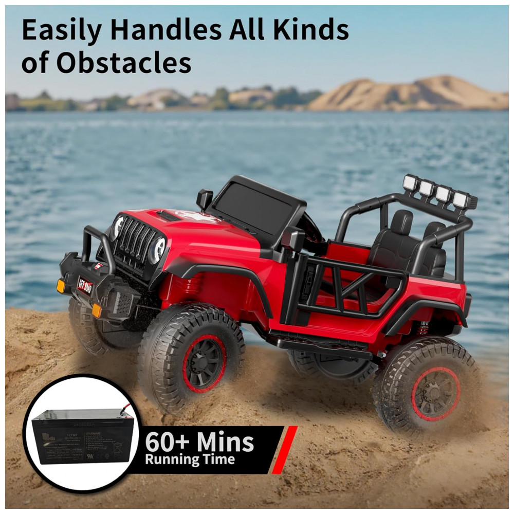 ECTQBJZ4W6LF0B_4-1.jpg - Carro Elétrico Infantil 2 Lugares, 24V, 4 Motores 200W, Controle Remoto, Suspensão, CIYOMY, Vermelho