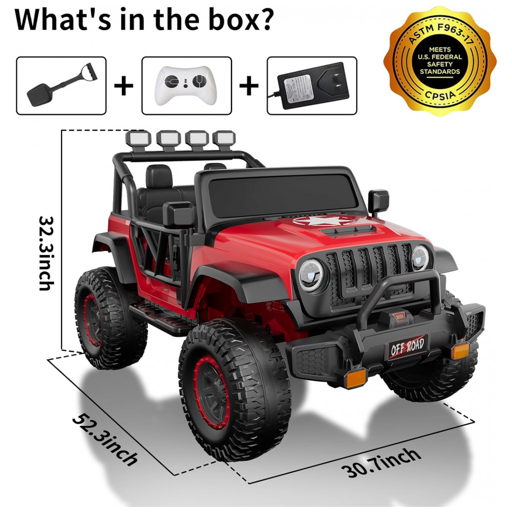 ECTQBJZ4W6LF0B_6-1.jpg - Carro Elétrico Infantil 2 Lugares, 24V, 4 Motores 200W, Controle Remoto, Suspensão, CIYOMY, Vermelho