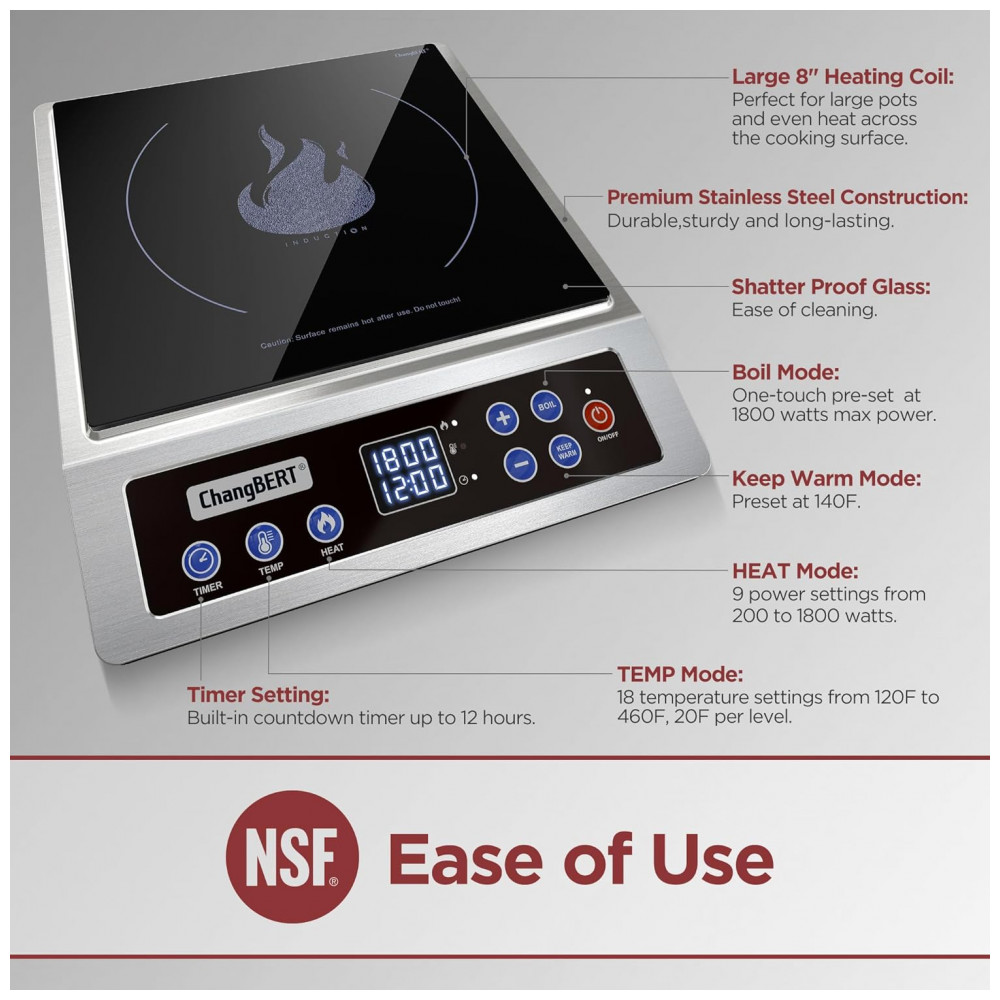 ECTQBS65SKDD0B_1-1.jpg - Cooktop de Indução Portátil ChangBERT, Certificado pela NSF, Potente 1800W com Bobina de Aquecimento de 8