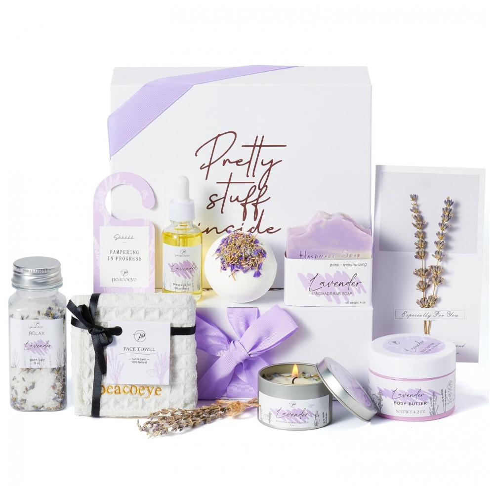 ECTQBVXKZ8JC0B_0-1.jpg - Spa Gifts: Cesta de Banho de Lavanda, Presente para Relaxamento e Autocuidado, Ideal para Mães, Irmãs, Esposas e Amigas