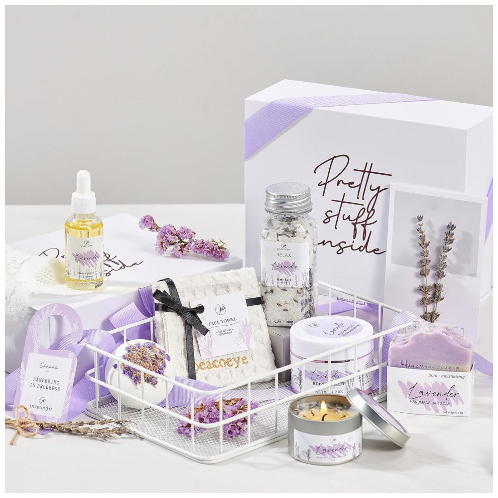ECTQBVXKZ8JC0B_1-1.jpg - Spa Gifts: Cesta de Banho de Lavanda, Presente para Relaxamento e Autocuidado, Ideal para Mães, Irmãs, Esposas e Amigas