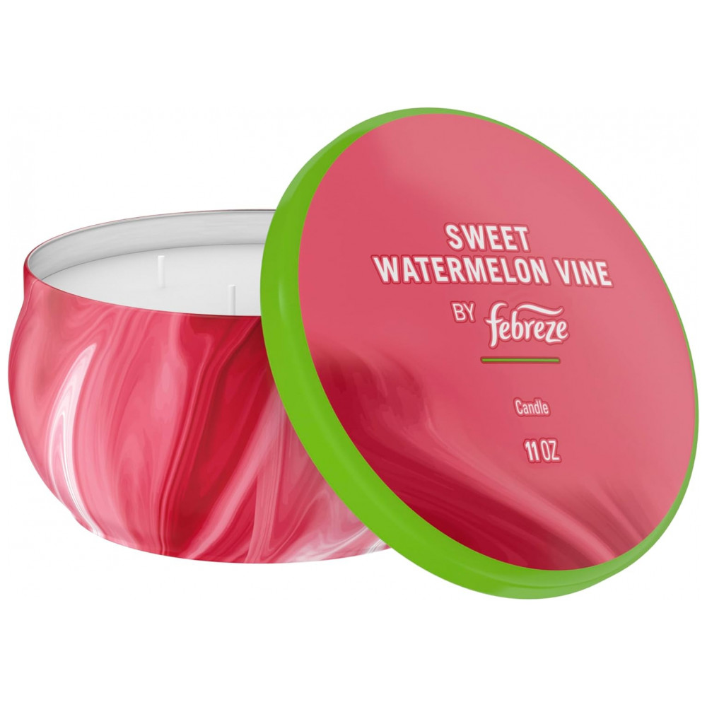 Vela Perfumada Febreze, Fragrância de Melancia Doce, Vela de 11 oz com 4 Pavios, Embalagem Individual