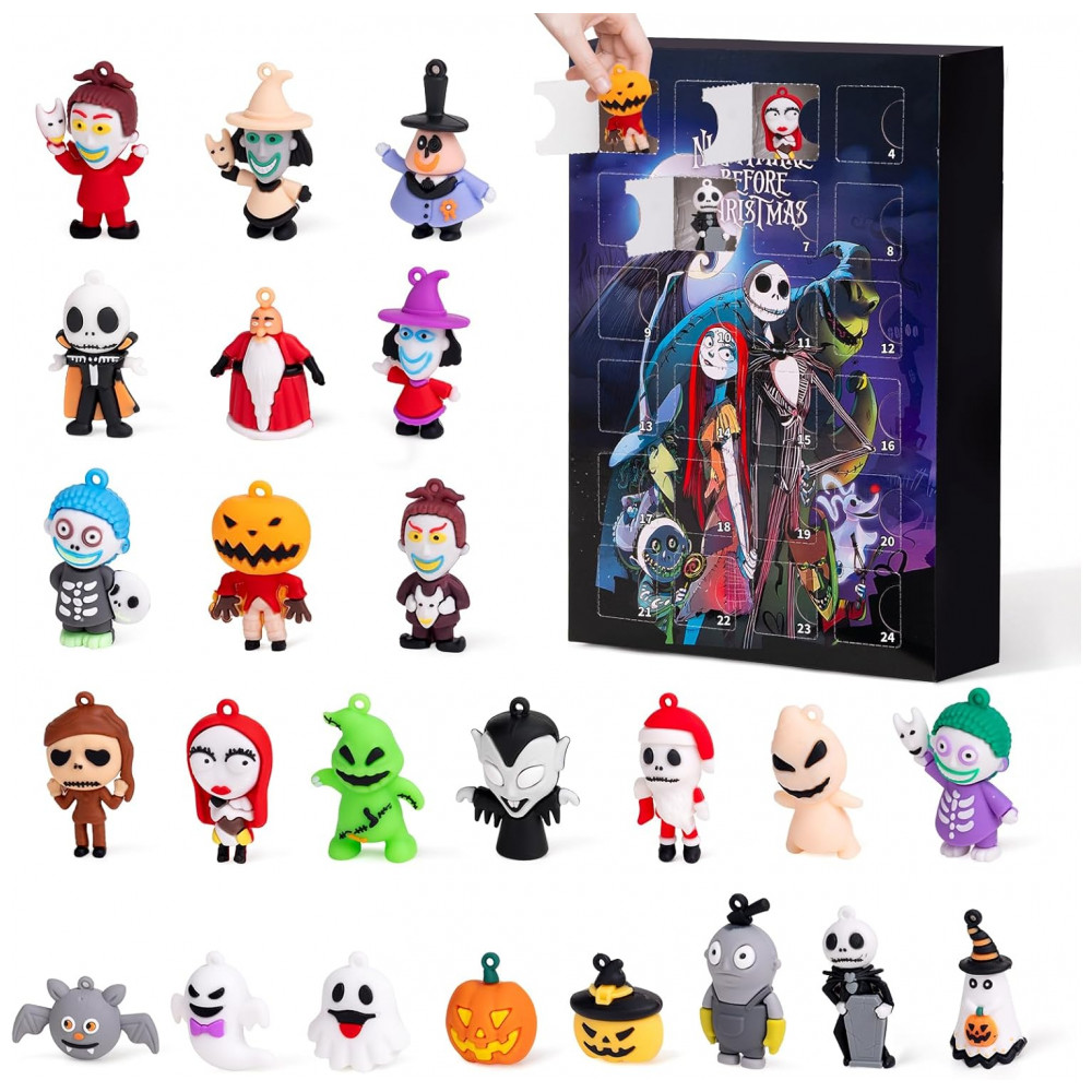 Calendário do Advento de Halloween 2025, Calendário do Advento Pesadelo Antes do Natal, com 24 Colecionáveis para Crianças, OFRYH,