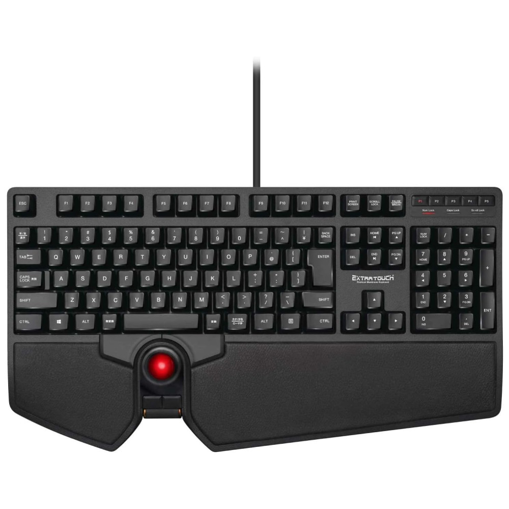ECTQC37RF3Y70B_0-1.jpg - Teclado Ergonômico Sem Fio Recarregável Reduz a Tensão das Mãos com Controle de Polegar ELECOM TK TB01UMBK Preto
