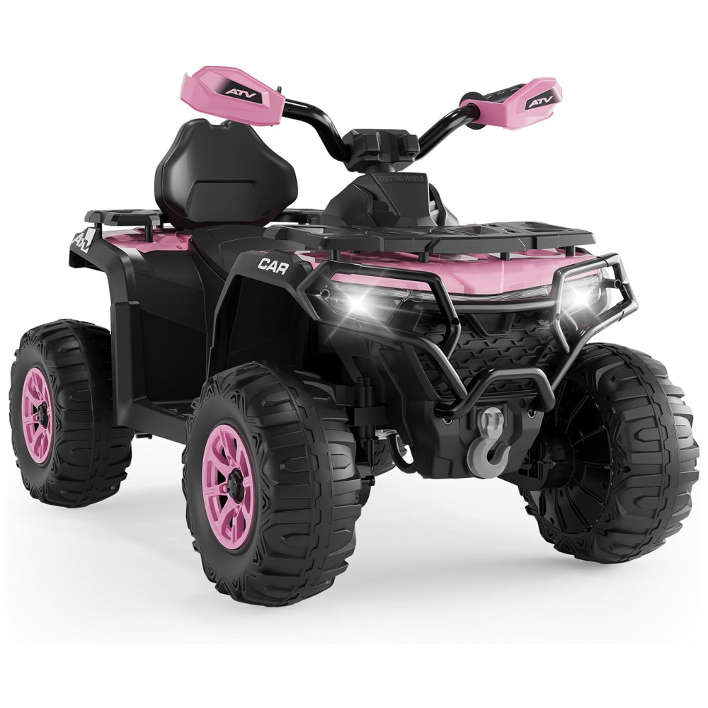 ECTQC78TPTQF0B_0-1.jpg - Carro Elétrico Infantil Hipicute 12V Rosa com Controle Remoto, Luzes LED, Música e Freio de Emergência - Ideal para Crianças de 3 a 8 Anos