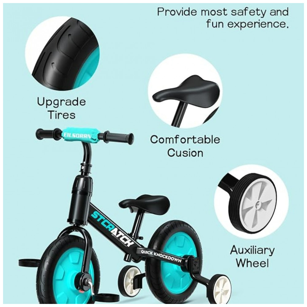 Bicicleta de treinamento de equilíbrio infantil 3 em 1 para crianças de 18 meses a 5 anos, andando de bicicleta triciclo - Imagem 3