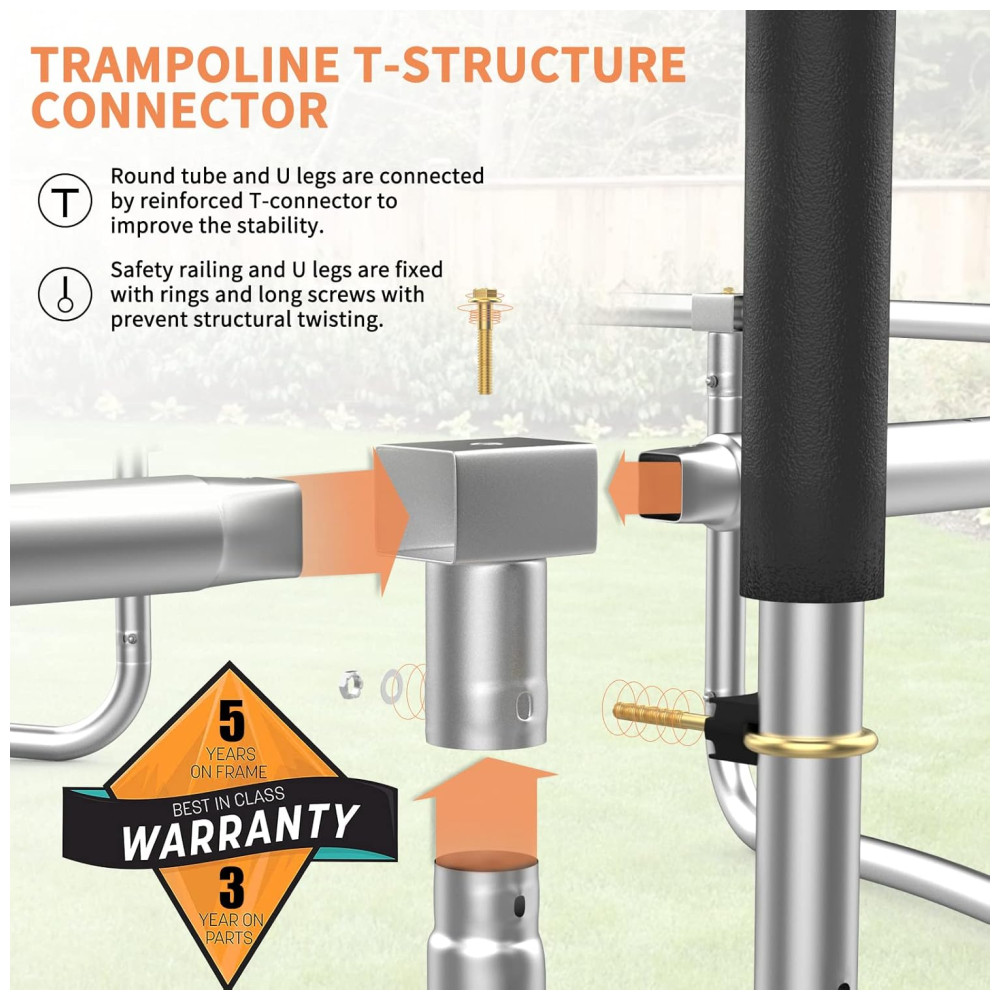 ECTQCFVJ89G90B_1-1.jpg - SKOK Cama Elastica Infantil com Diâmetro Cesta de Basquete e Rede de Proteção para até 180 kg Laranja