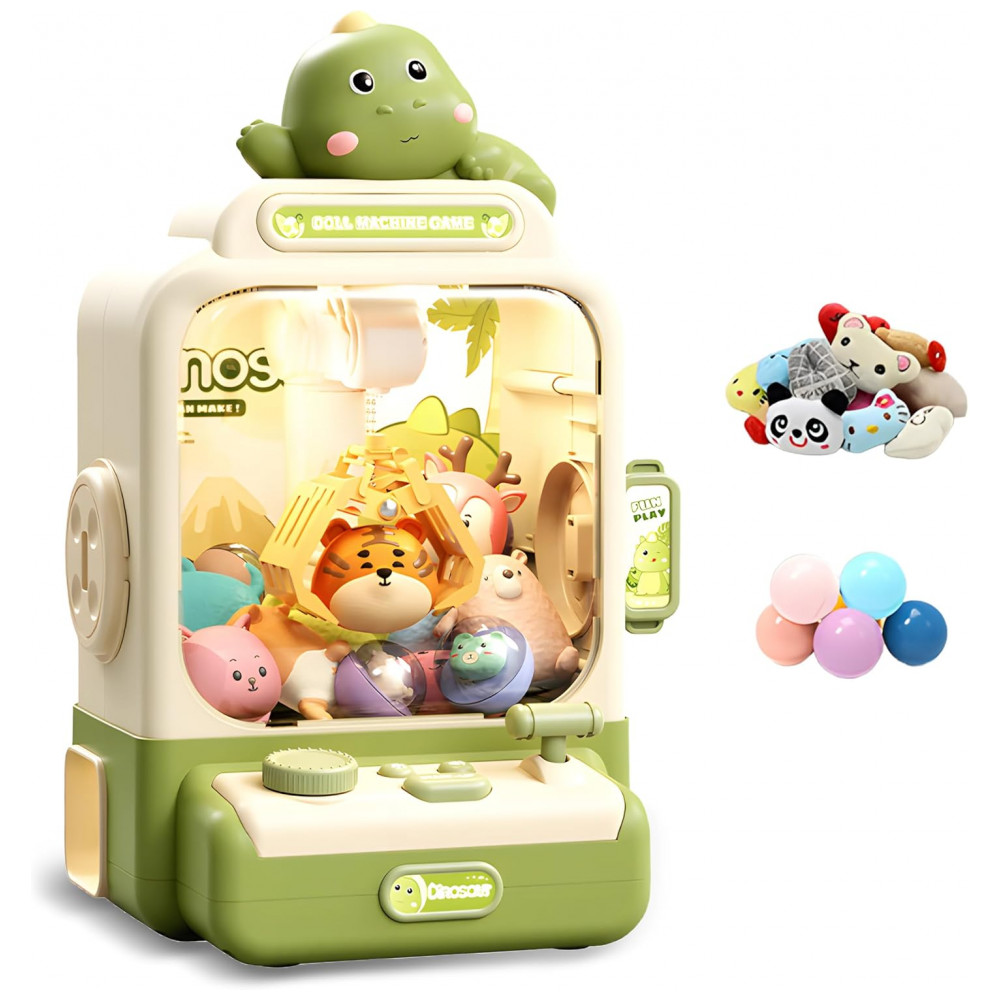 ECTQCGDVNGBF0B_0-1.jpg - Máquina de Garra Verde Haugboag – Mini Vending Machine Infantil com 20 Prêmios Estilo Dinossauro
