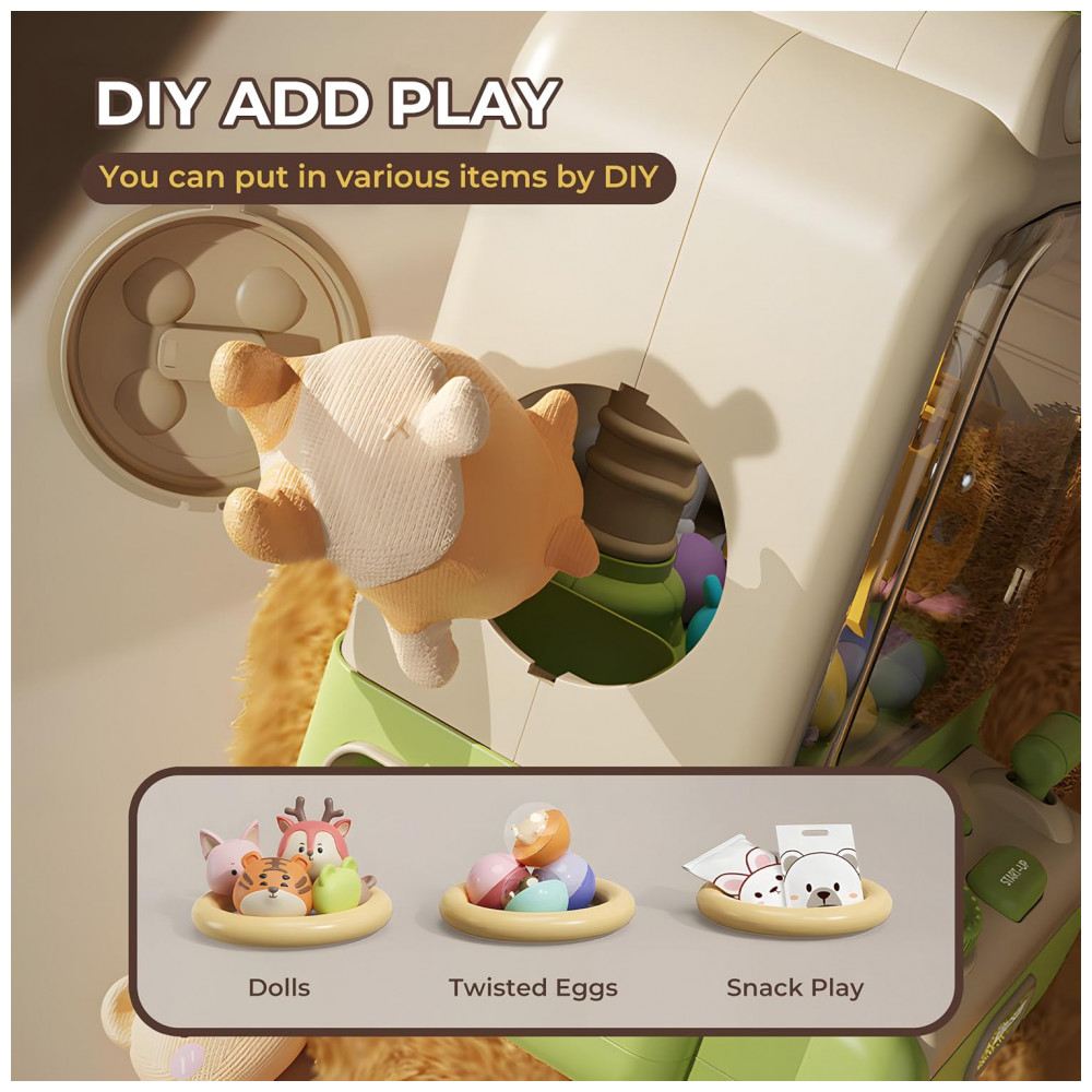 ECTQCGDVNGBF0B_4-1.jpg - Máquina de Garra Verde Haugboag – Mini Vending Machine Infantil com 20 Prêmios Estilo Dinossauro