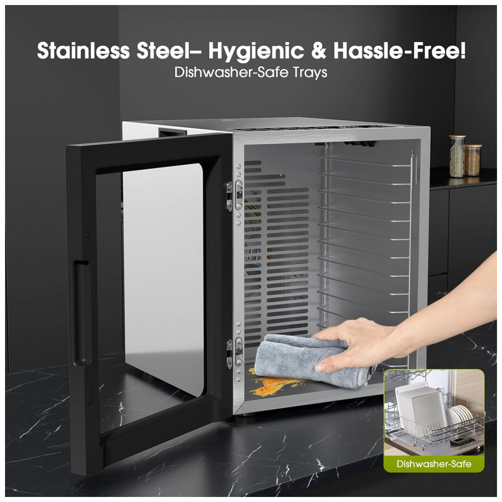 ECTQCHS8L1RF0B_7-1.jpg - Desidratador PSIIDAN 850W 12 bandejas inox, timer digital 48h, 10 programas automáticos, controle ajustável 35-75°C