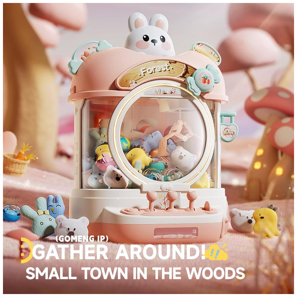 ECTQCJHPP6CF0B_1-1.jpg - Máquina de Garra Rosa – Mini Arcade Infantil com 10 Pelúcias, 10 Mini‑Brinquedos, 10 Ovos Surpresa, 24 Moedas, Luzes LED e Som