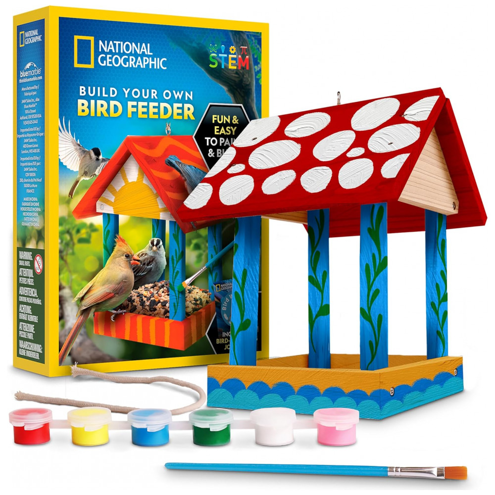 ECTQCKHNSVYD0B_0-1.jpg - Build Your Own Bird Feeder Kit Multicolor – Casa‑de‑Pássaros DIY em Madeira com Pintura, Diário de Observação e Pôster Educativo, National Geographic