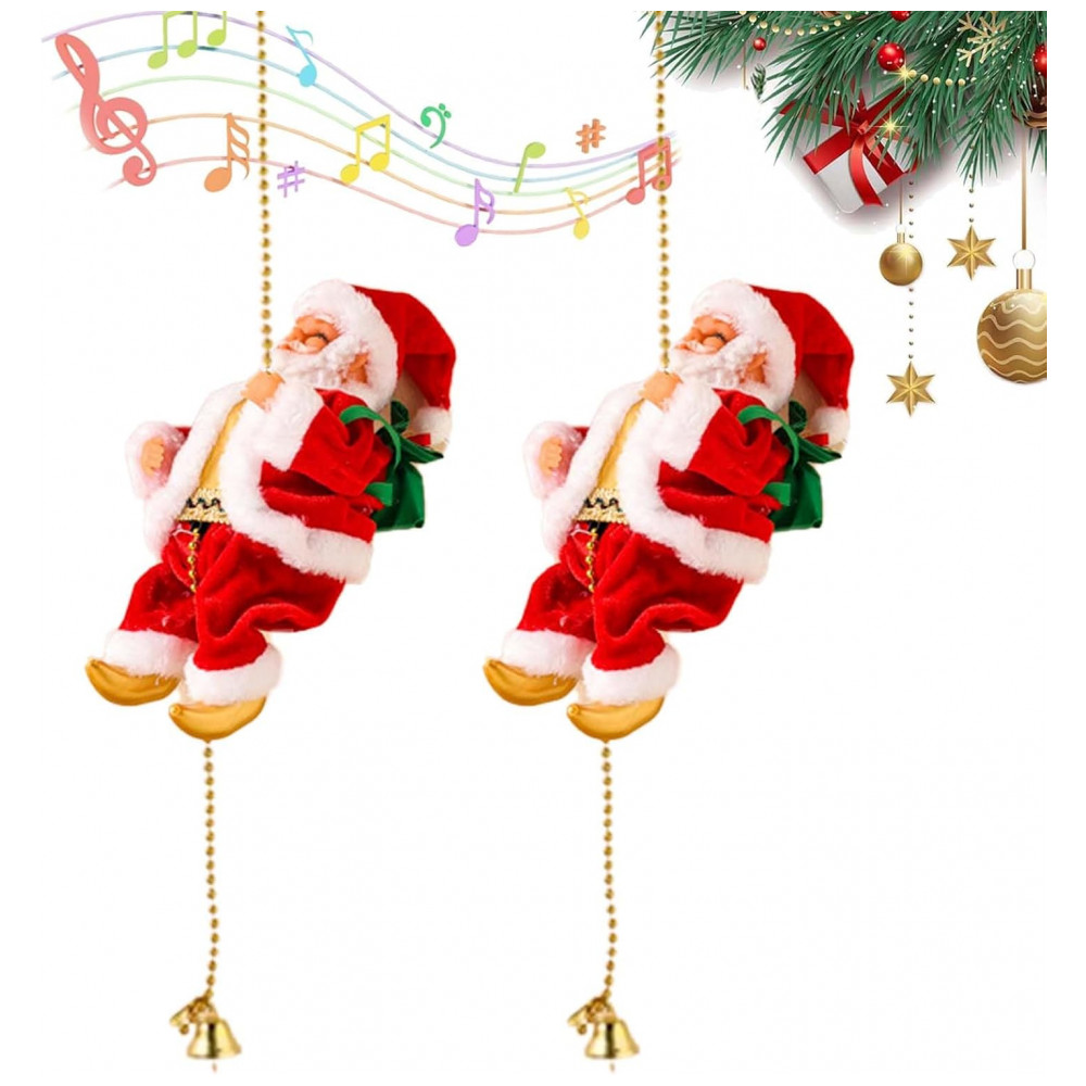 Decoração de Natal: Papai Noel Musical Subindo por Corda, Versão 2026, Decoração Natalina com Música e Movimento, Generic