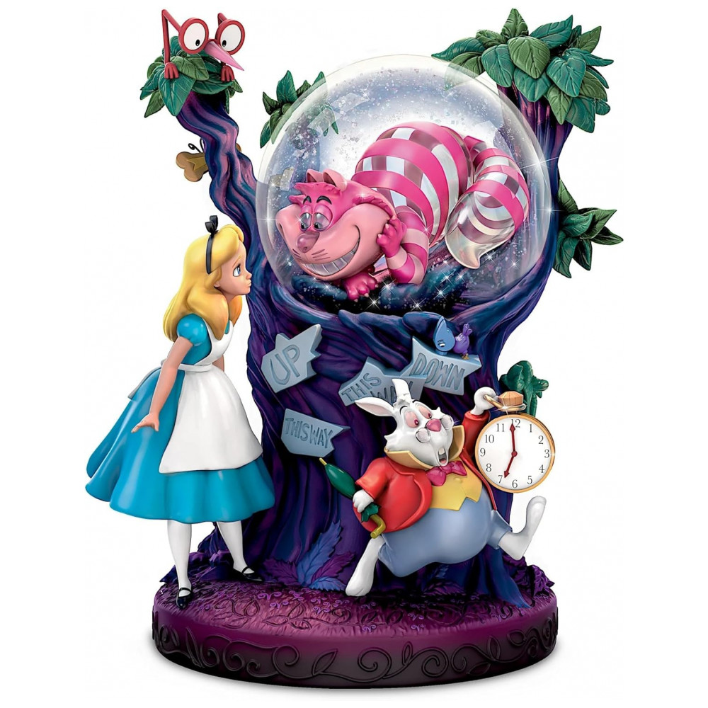 ECTQCT9ZCMPC0B_0-1.jpg - Globo de Neve Musical Iluminado Disney Alice no País das Maravilhas, Bradford Exchange - 17,1 cm