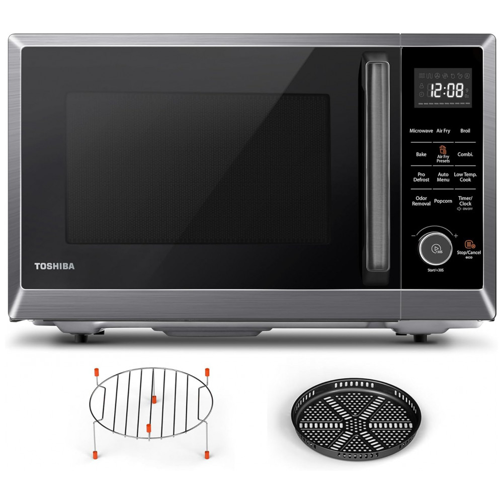 ECTQCWXDTQPD0B_0-1.jpg - Forno Micro-ondas de Bancada TOSHIBA Combo 8 em 1 com Convecção, Grill, Modo de Remoção de Odor, Prateleira Giratória