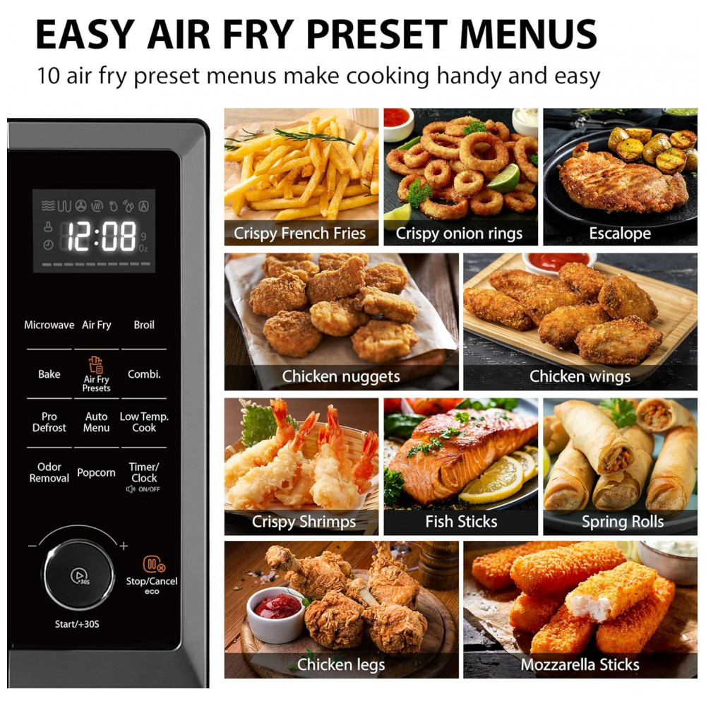 ECTQCWXDTQPD0B_2-1.jpg - Forno Micro-ondas de Bancada TOSHIBA Combo 8 em 1 com Convecção, Grill, Modo de Remoção de Odor, Prateleira Giratória