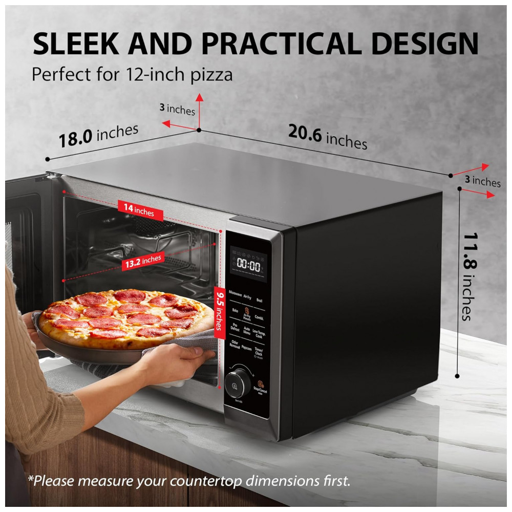 ECTQCWXDTQPD0B_4-1.jpg - Forno Micro-ondas de Bancada TOSHIBA Combo 8 em 1 com Convecção, Grill, Modo de Remoção de Odor, Prateleira Giratória