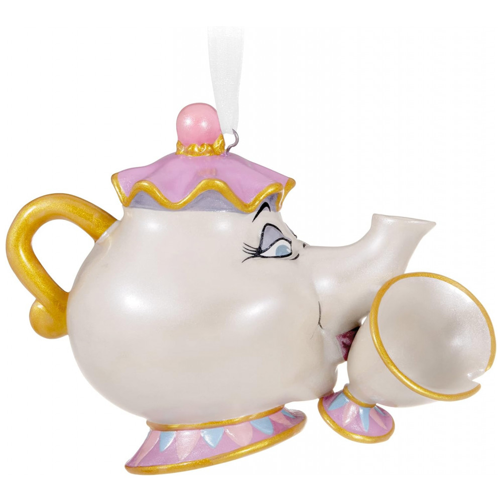 ECTQCYJVNPQB0B_1-1.jpg - Enfeite de Natal Hallmark Keepsake Porcelana, Disney, A Bela e a Fera - A Mother's Love, Mrs. Potts e Chip, 9,7x6,5x5,4 cm