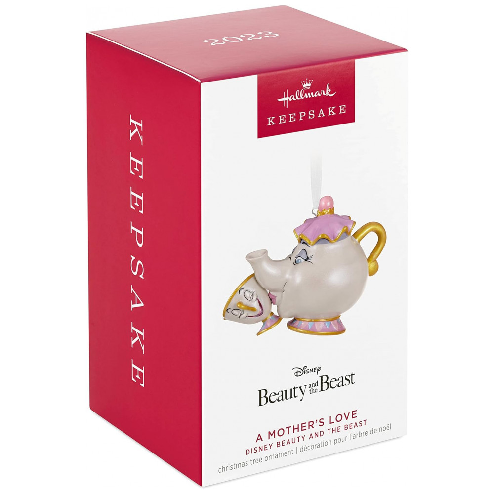 ECTQCYJVNPQB0B_2-1.jpg - Enfeite de Natal Hallmark Keepsake Porcelana, Disney, A Bela e a Fera - A Mother's Love, Mrs. Potts e Chip, 9,7x6,5x5,4 cm