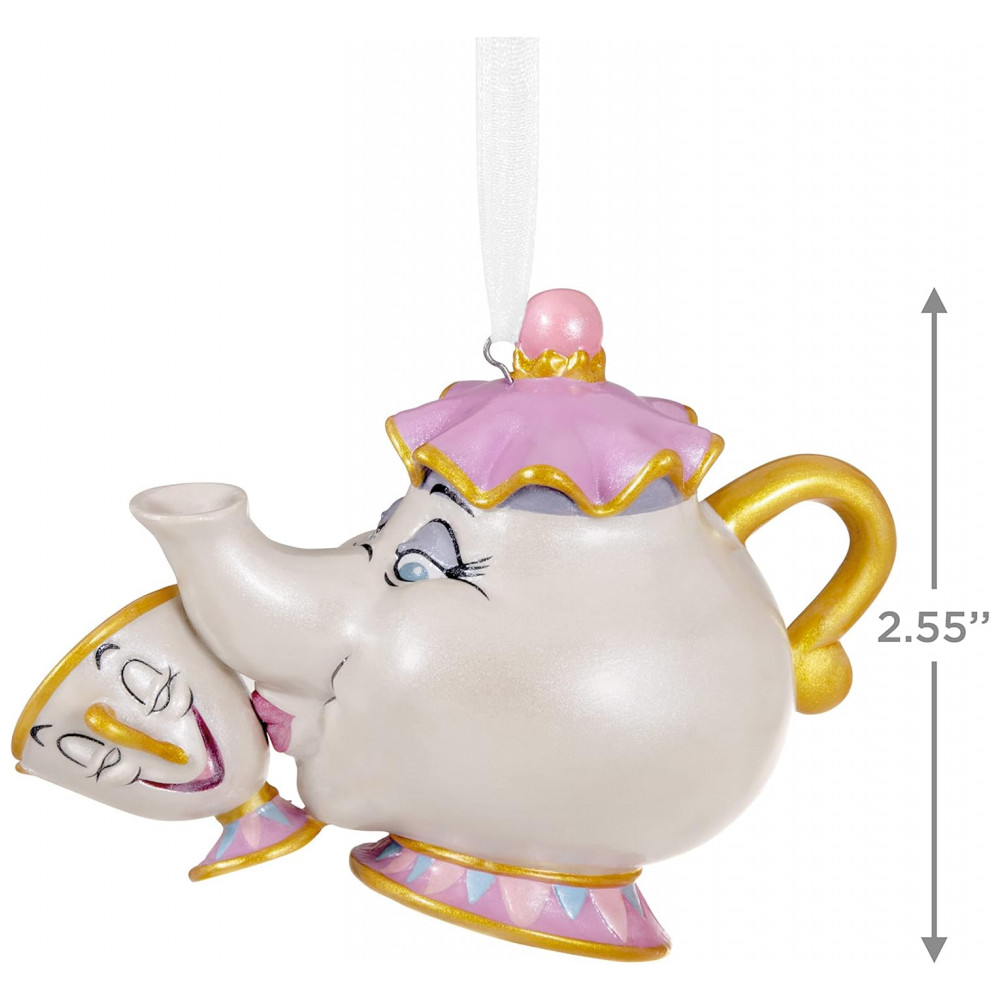 ECTQCYJVNPQB0B_4-1.jpg - Enfeite de Natal Hallmark Keepsake Porcelana, Disney, A Bela e a Fera - A Mother's Love, Mrs. Potts e Chip, 9,7x6,5x5,4 cm