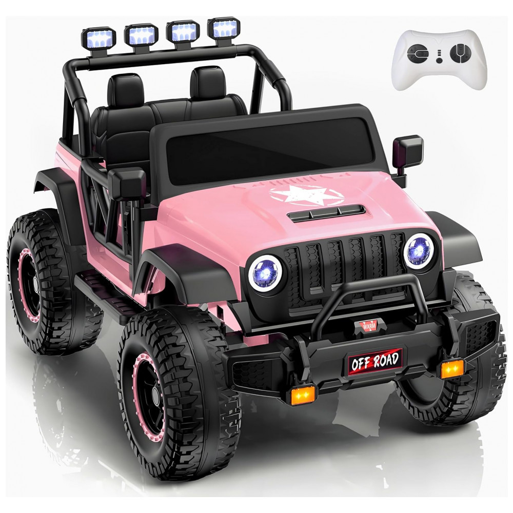 ECTQCYXH47LF0B_0-1.jpg - Carro Elétrico Infantil 2 Lugares, 24V, 4 Motores 200W, Controle Remoto, Suspensão, CIYOMY, Rosa Claro