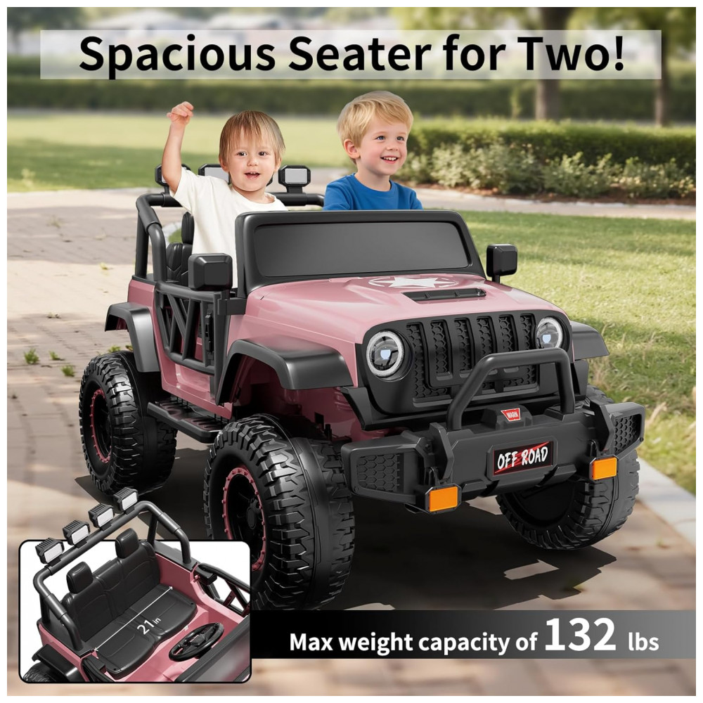 ECTQCYXH47LF0B_1-1.jpg - Carro Elétrico Infantil 2 Lugares, 24V, 4 Motores 200W, Controle Remoto, Suspensão, CIYOMY, Rosa Claro