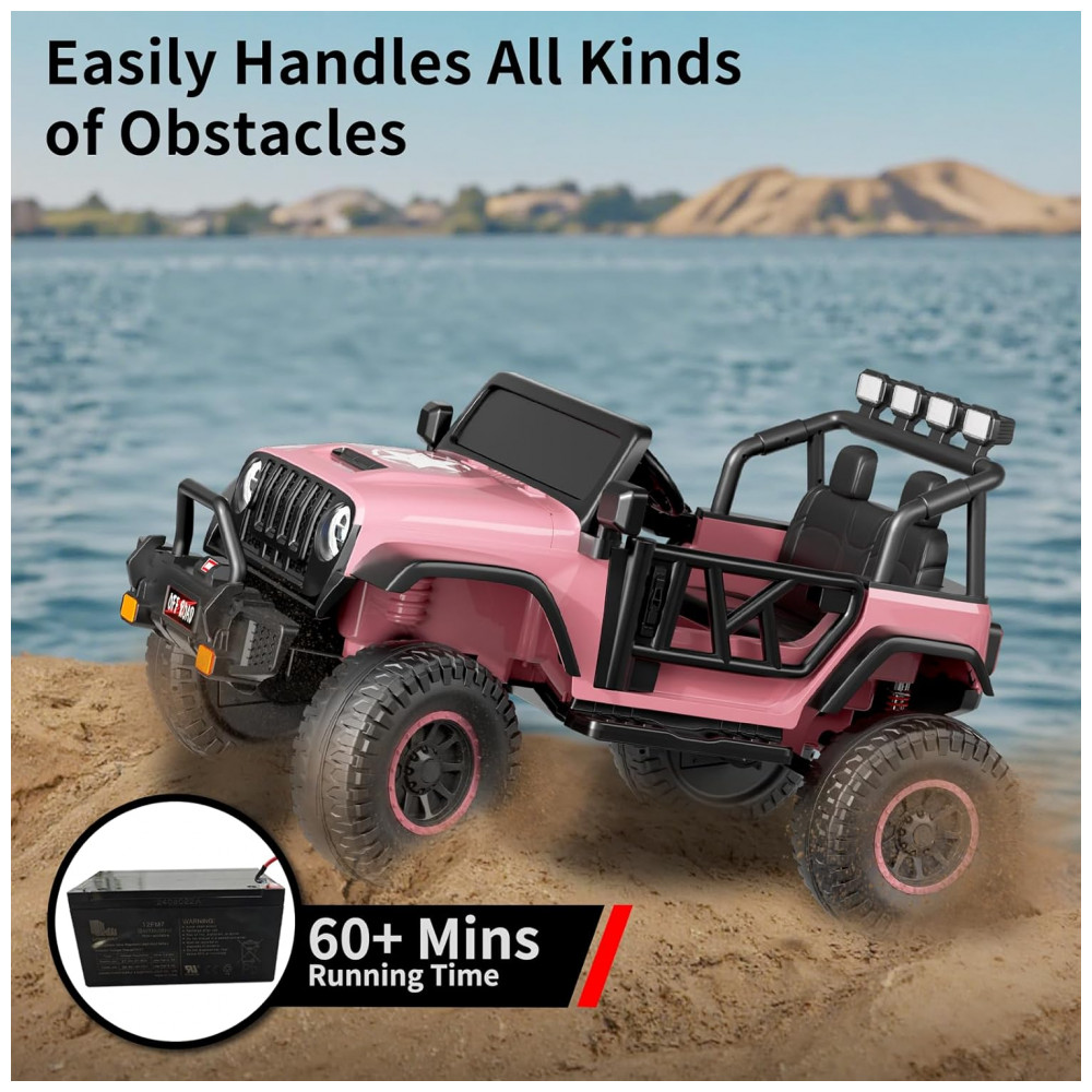 ECTQCYXH47LF0B_4-1.jpg - Carro Elétrico Infantil 2 Lugares, 24V, 4 Motores 200W, Controle Remoto, Suspensão, CIYOMY, Rosa Claro