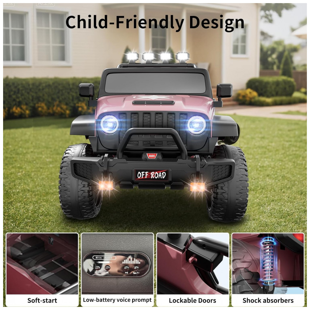 ECTQCYXH47LF0B_5-1.jpg - Carro Elétrico Infantil 2 Lugares, 24V, 4 Motores 200W, Controle Remoto, Suspensão, CIYOMY, Rosa Claro