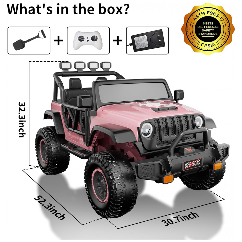 ECTQCYXH47LF0B_6-1.jpg - Carro Elétrico Infantil 2 Lugares, 24V, 4 Motores 200W, Controle Remoto, Suspensão, CIYOMY, Rosa Claro