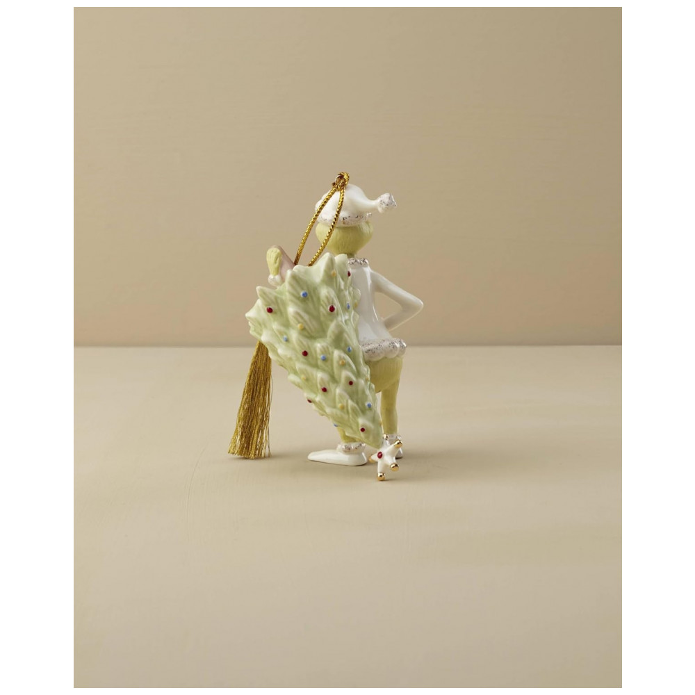 ECTQD2221YTC0B_3-1.jpg - Enfeite Natalino Lenox Grinch Roubo da Árvore Porcelana Cordão Dourado Detalhes 24K 2.5”
