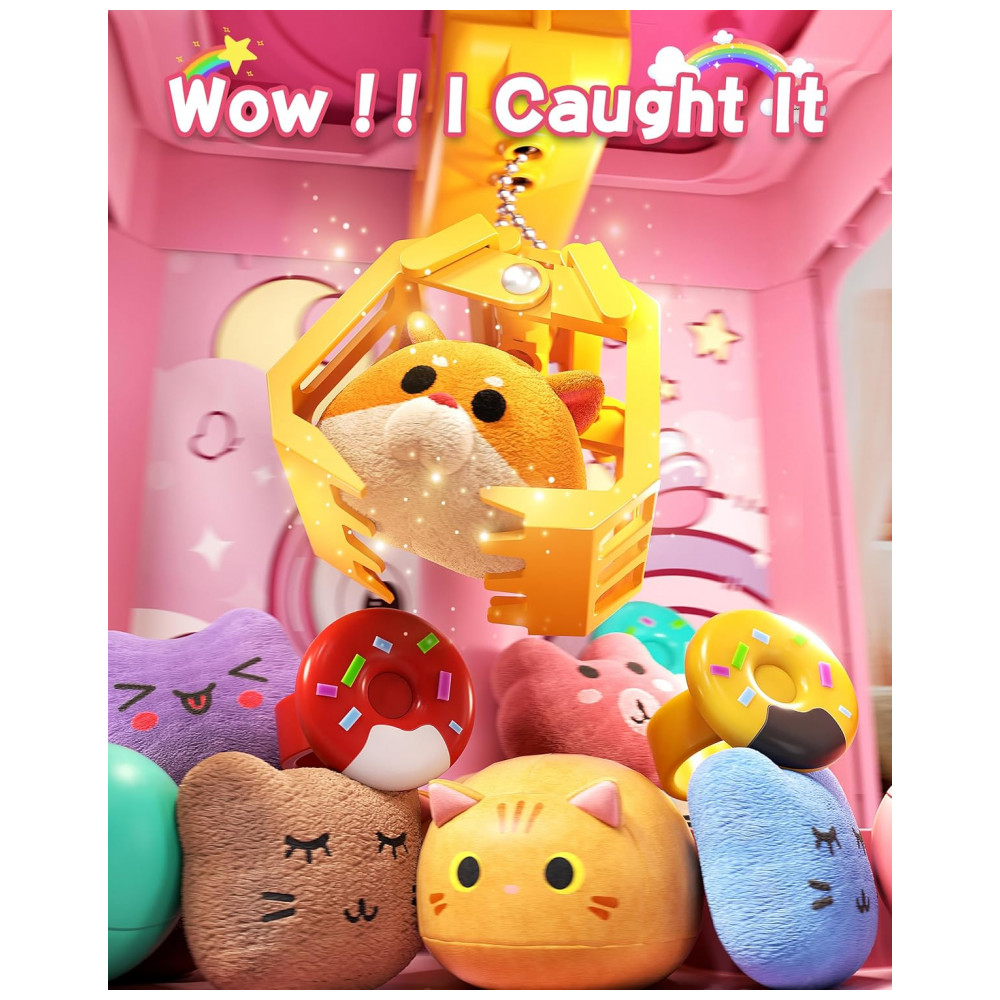 ECTQD2H8GH2F0B_1-1.jpg - Máquina de Garra Rosa Jovow – Mini Arcade Infantil com 30 Mini Brinquedos, Luzes LED, Som e Versão Personalizável