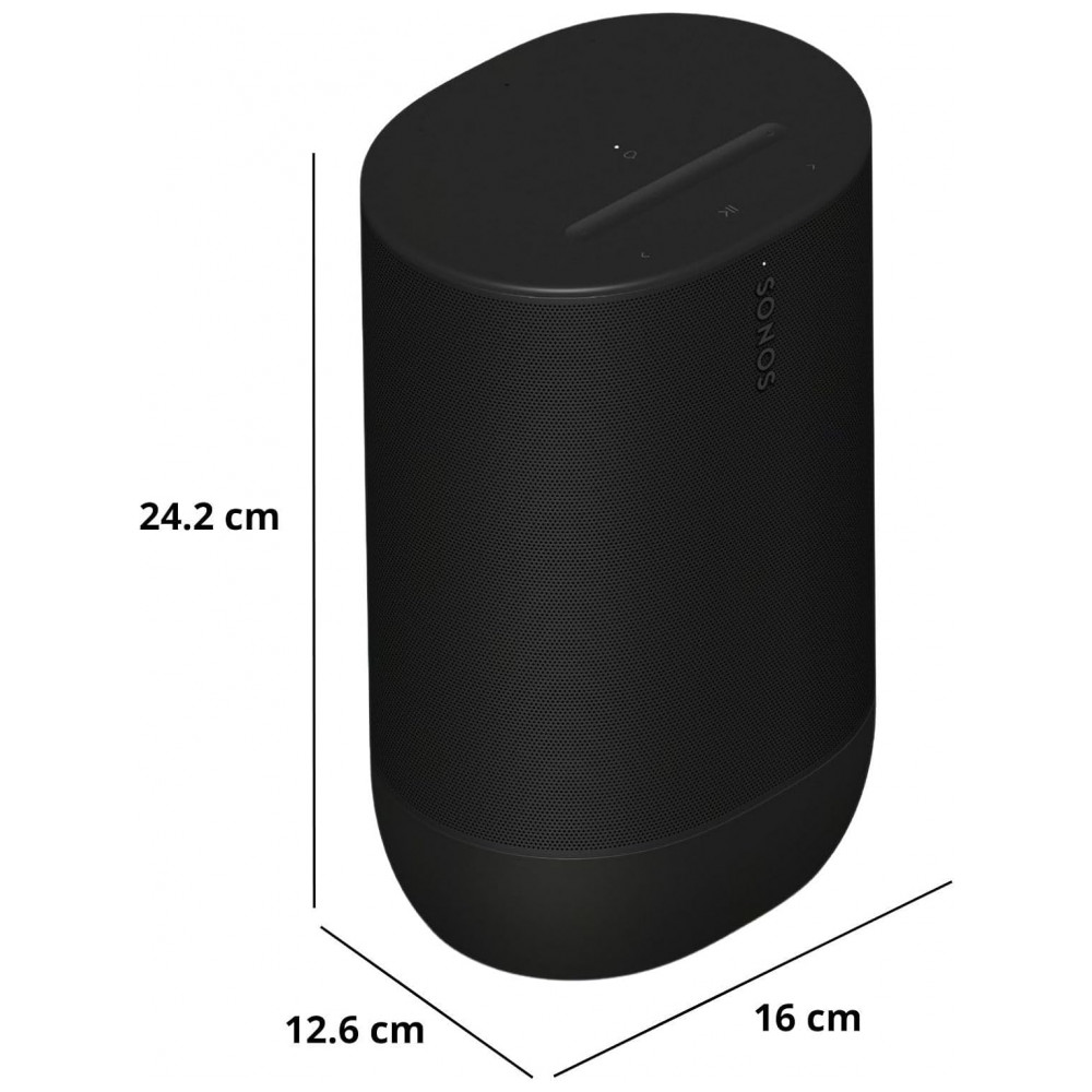 Sonos Move Caixa de Som Portátil Wireless com Bluetooth, IP56, Alexa, Google Assistant, Streaming Wi-Fi, Autonomia de 24h – Preto Fosco - Imagem 3