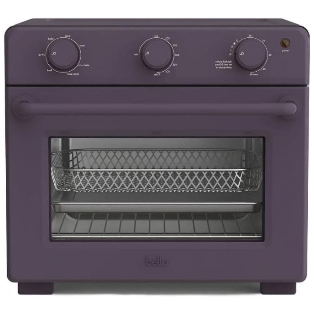 ECTQD5HXKQJF0B_0-1.jpg - Forno Elétrico Air Fryer 7 em 1 15L, 1700W, Porta Vidro Temperado, Timer 60min, Controle Manual, Acessórios, Inox, Capacidade para Pizza 30cm, Roxo
