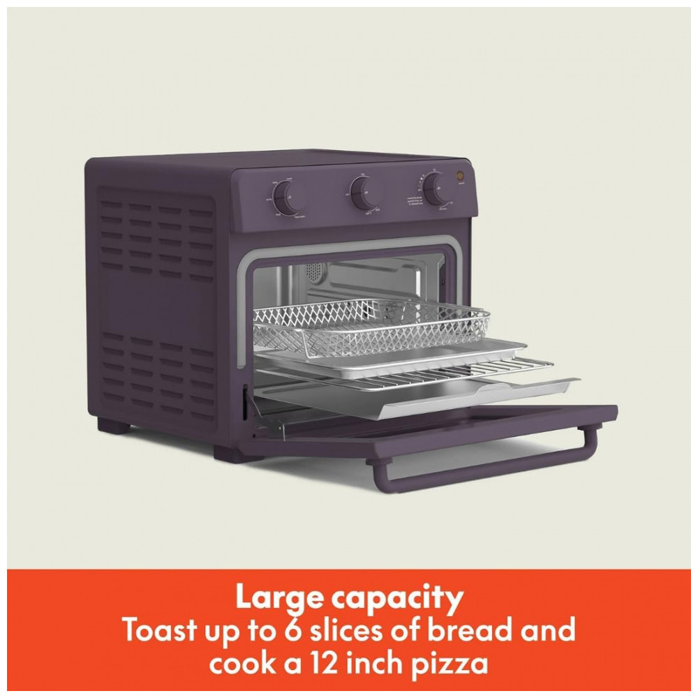 ECTQD5HXKQJF0B_1-1.jpg - Forno Elétrico Air Fryer 7 em 1 15L, 1700W, Porta Vidro Temperado, Timer 60min, Controle Manual, Acessórios, Inox, Capacidade para Pizza 30cm, Roxo