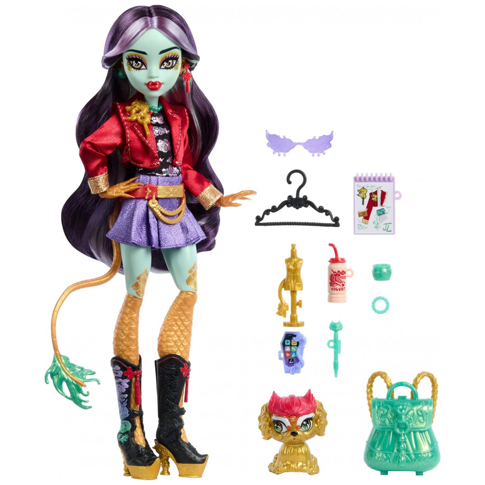 ECTQD6K2VP7D0B_4-1.jpg - Boneca Monster High Jinafire Long com Pet Cloudy “Yun Yun” e 7 Acessórios – Colecionável