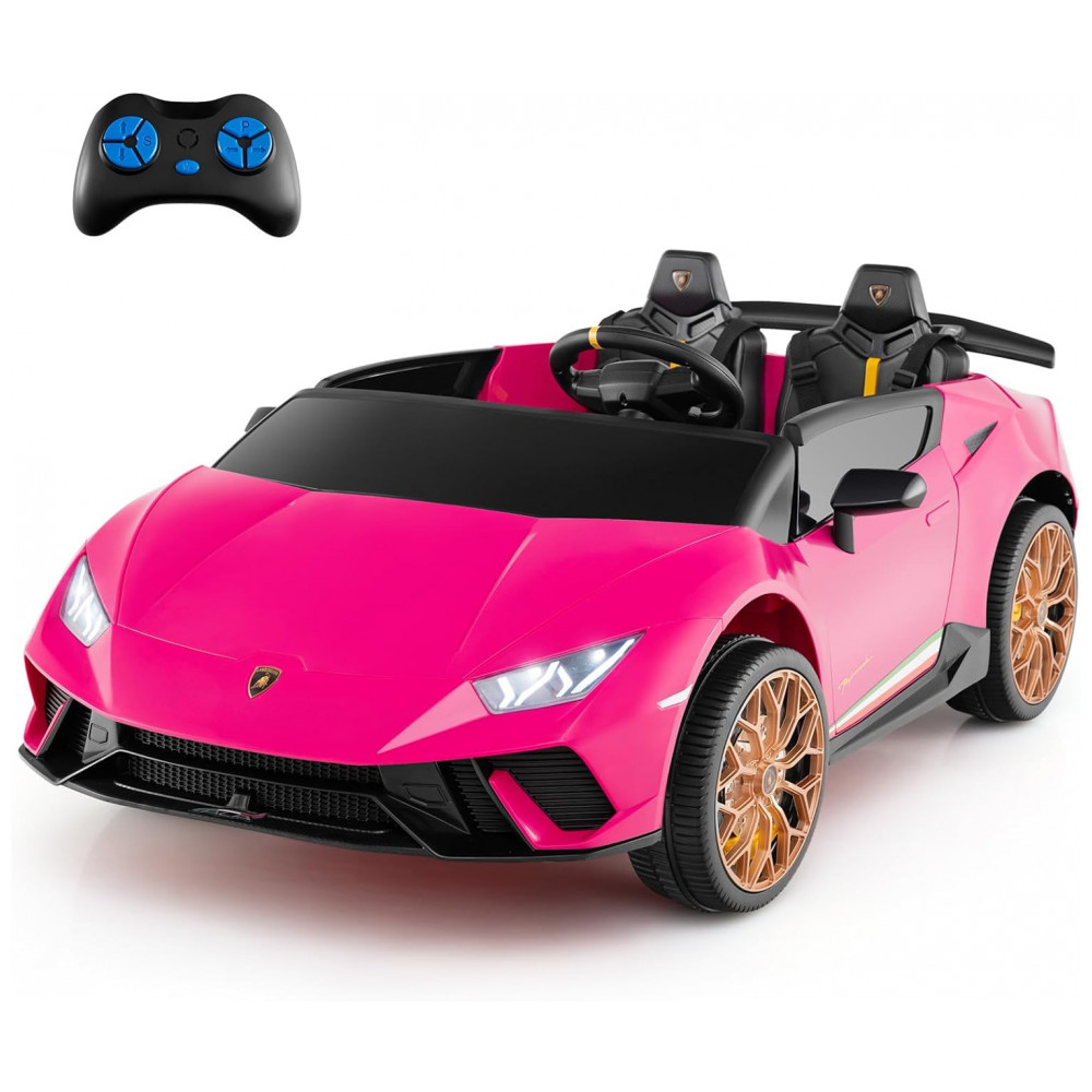 ECTQD7YHXHQF0B_0-1.jpg - Carro Elétrico Infantil Lamborghini Licenciado 24V, 4WD, 2 Lugares, Controle Remoto, Luzes LED, Música Bluetooth – Costzon S311, Rosa
