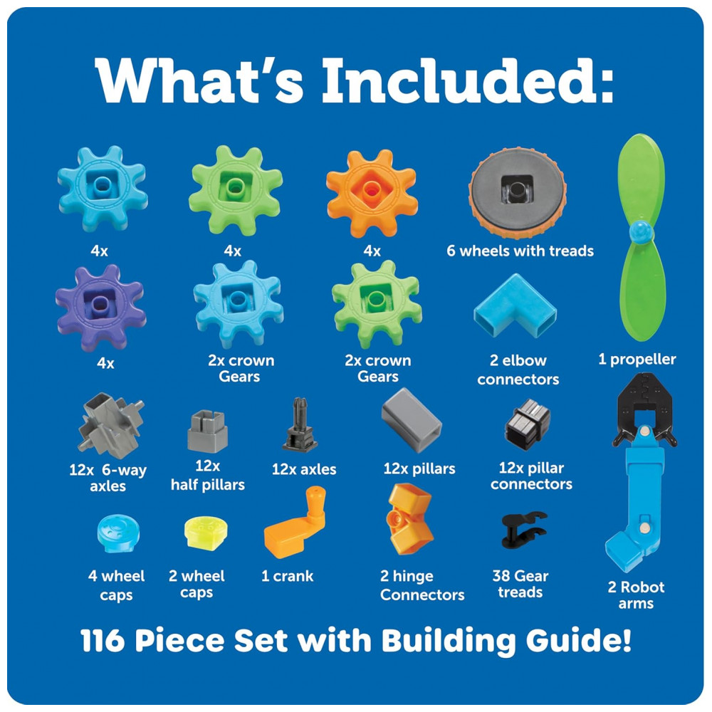Learning Resources Gears! Gears! Gears! Robots in Motion – Kit STEM com 116 Peças para Construção de Robôs e Máquinas, Crianças 5+ - Imagem 6