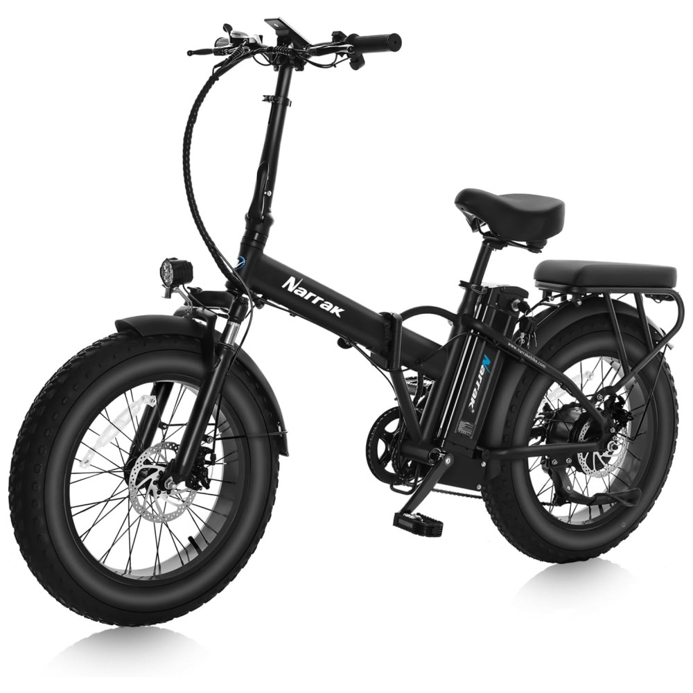 ECTQDD9BK8TB0B_0-1.jpg - Bicicleta Elétrica Dobrável Narrak S129 Laranja StepOver Motor Traseiro 750W Pico 1100W Bateria 48V 13Ah 624Wh Pneus Largos 20 x4 Freios a Disco Duplos Suspensão Dianteira Transmissão SHIMANO 7 Velocidades Velocidade Máxima 451 km h Preta