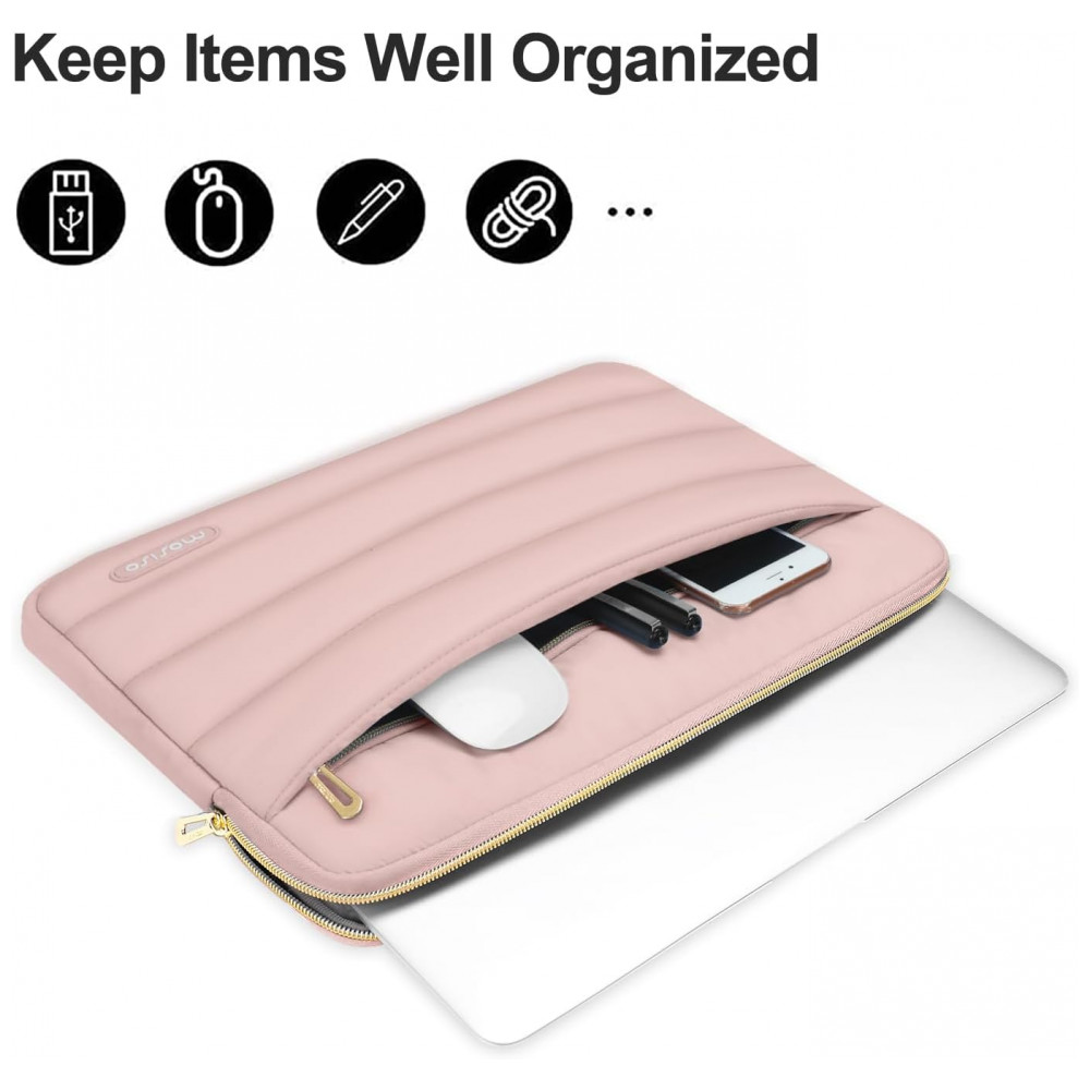 ECTQDMG4RF1D0B_1-1.jpg - MOSISO Sleeve 15-15.6" para Laptop 16" Compatível com MacBook Pro 16, HP, Dell, ASUS, Acer, Lenovo, Bolsa de Poliéster com Estojo Pequeno, Rosa