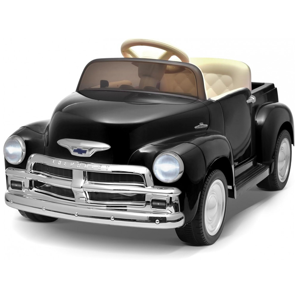 ECTQDT7FGH2C0B_0-1.jpg - Carro Elétrico Infantil Chevrolet 3100 Pickup Licenciado Joywhale 12V, 1 Lugar, 2 Motores, Controle Remoto, 3 Velocidades, Retrô, Preto
