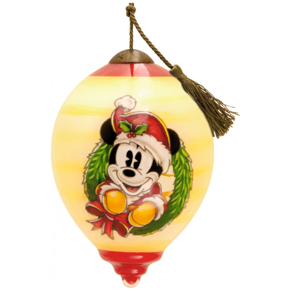 ECTQDZLMBTSC0B_0-1.jpg - Enfeite de Natal Hallmark Disney Ne'Qwa Art Mickey Mouse em Vidro Soprada Pintado à Mão com Cordão Ajustável, 5,7 x 8,3 x 5,7 cm