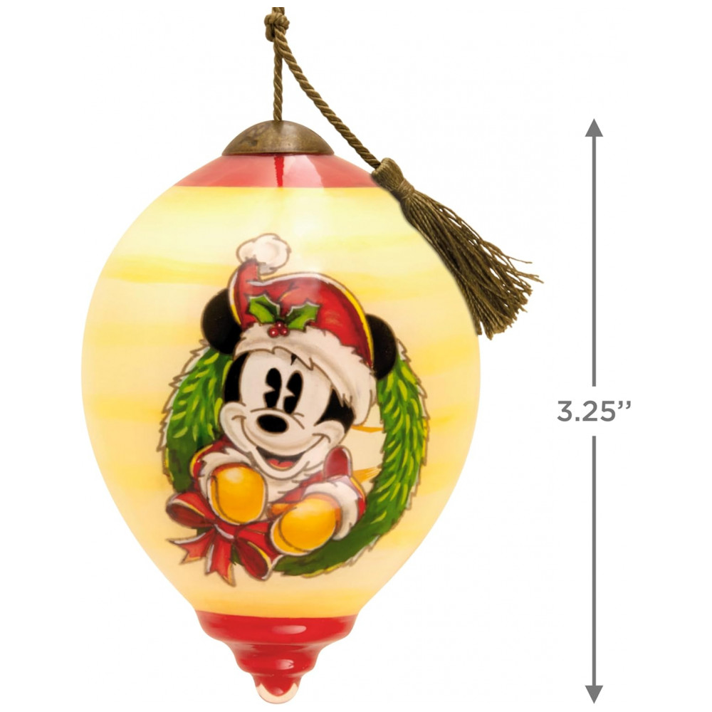 ECTQDZLMBTSC0B_3-1.jpg - Enfeite de Natal Hallmark Disney Ne'Qwa Art Mickey Mouse em Vidro Soprada Pintado à Mão com Cordão Ajustável, 5,7 x 8,3 x 5,7 cm
