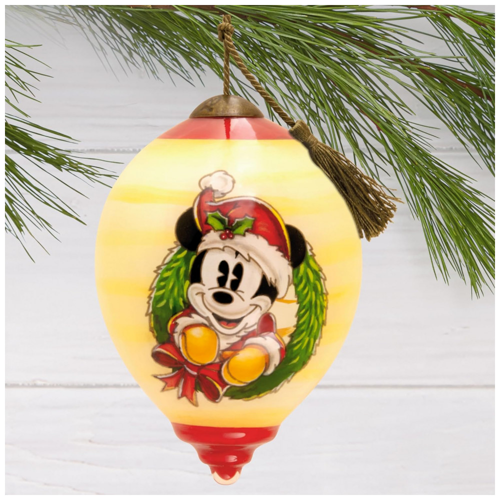 ECTQDZLMBTSC0B_4-1.jpg - Enfeite de Natal Hallmark Disney Ne'Qwa Art Mickey Mouse em Vidro Soprada Pintado à Mão com Cordão Ajustável, 5,7 x 8,3 x 5,7 cm